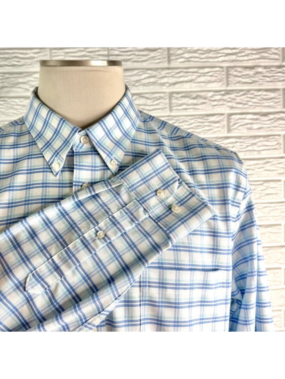 Stafford CoolMax All Season Plaid Long Sleeve Button Down Shirt Sz Large 16-16.5